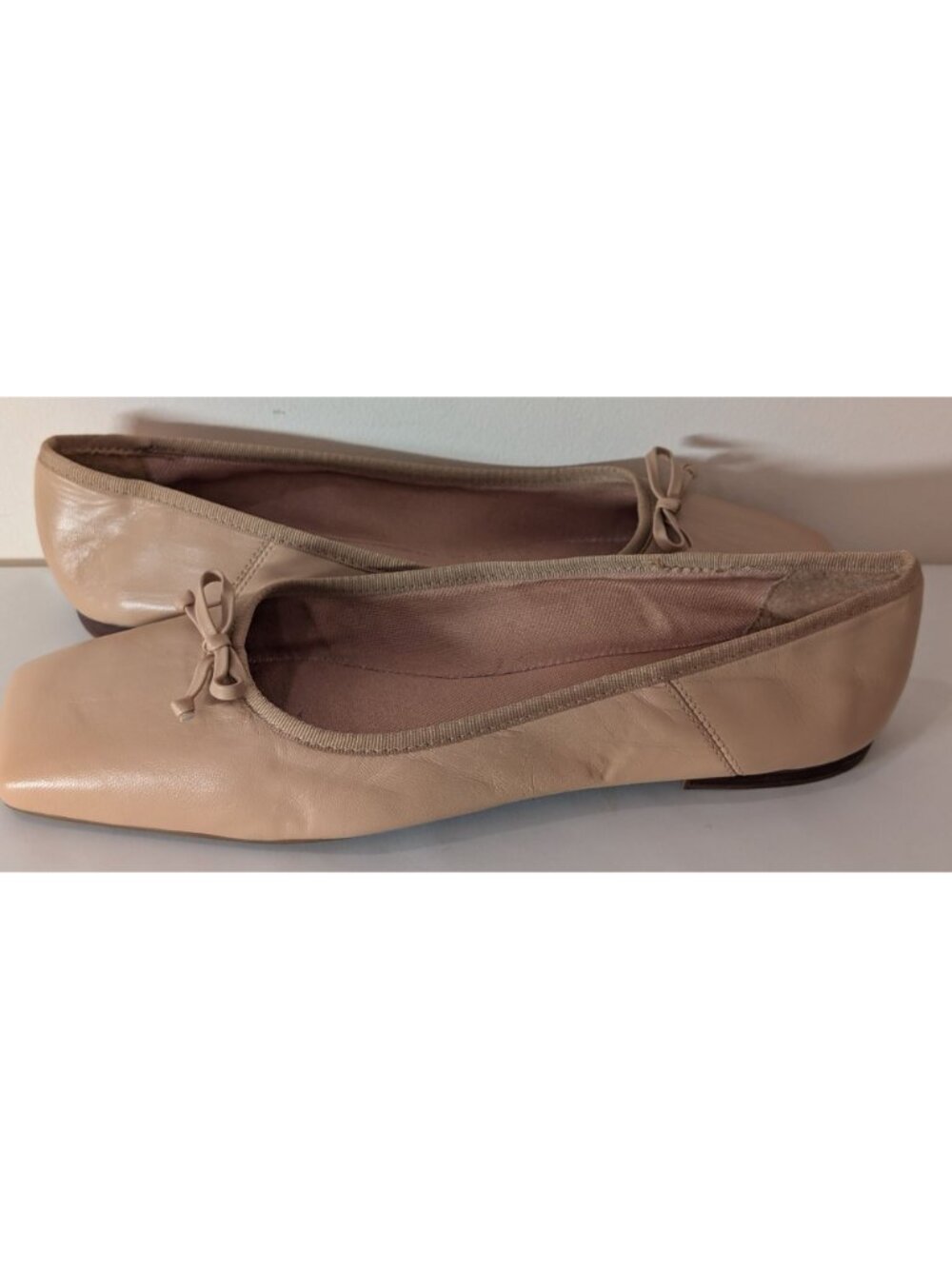 NEW Vince Camuto Leather Ballet Flat Square Toe with Bow, Camel, Size 9.5 - Picture 7 of 11